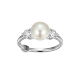 Silver Pearl Ring- Size 8